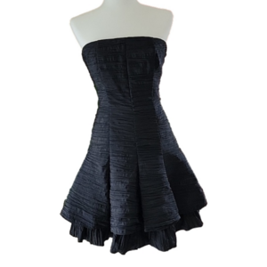 Jessica McClintock Little Black Fit Flare Textured Vintage Dress Size 6 EUC